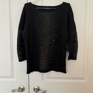 Black Knit Sweater with silver Stud Detailing size xl